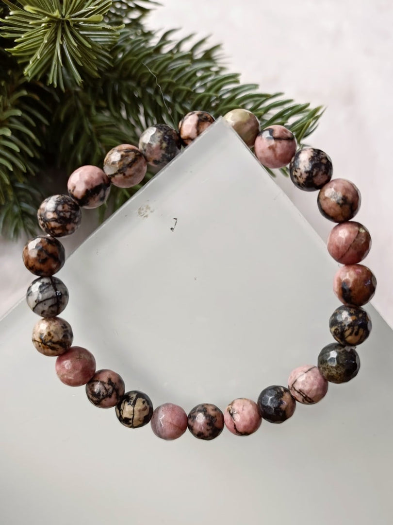 Rhodonite Faceted Bracelet - 8mm