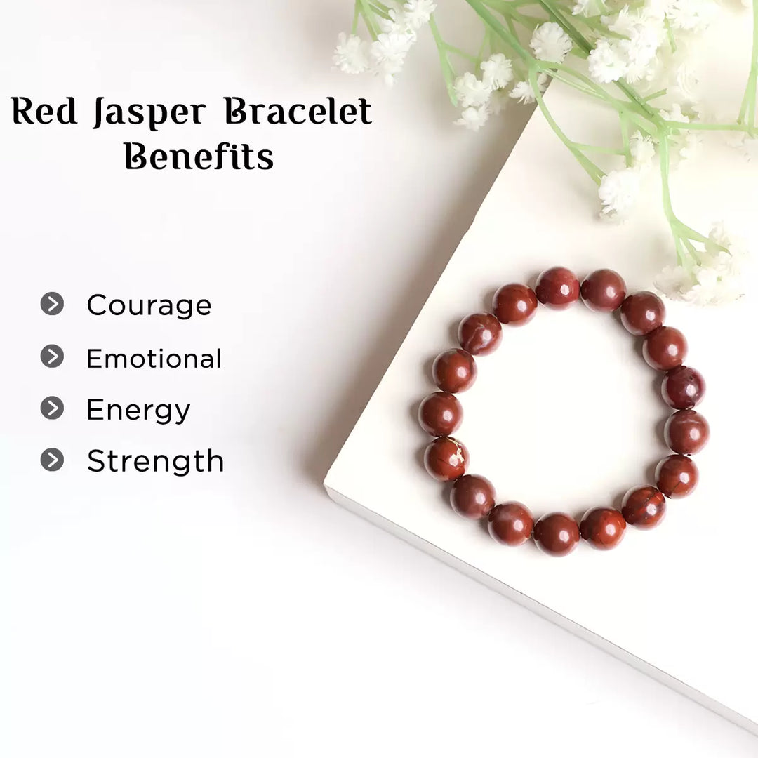 Red Jasper Bracelet In Round Beads