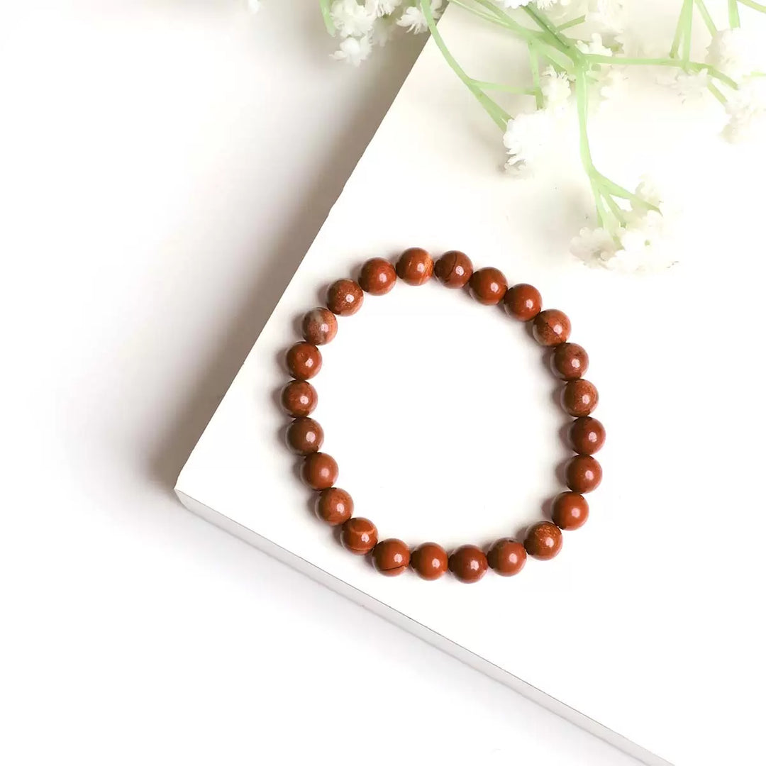 Red Jasper Bracelet In Round Beads