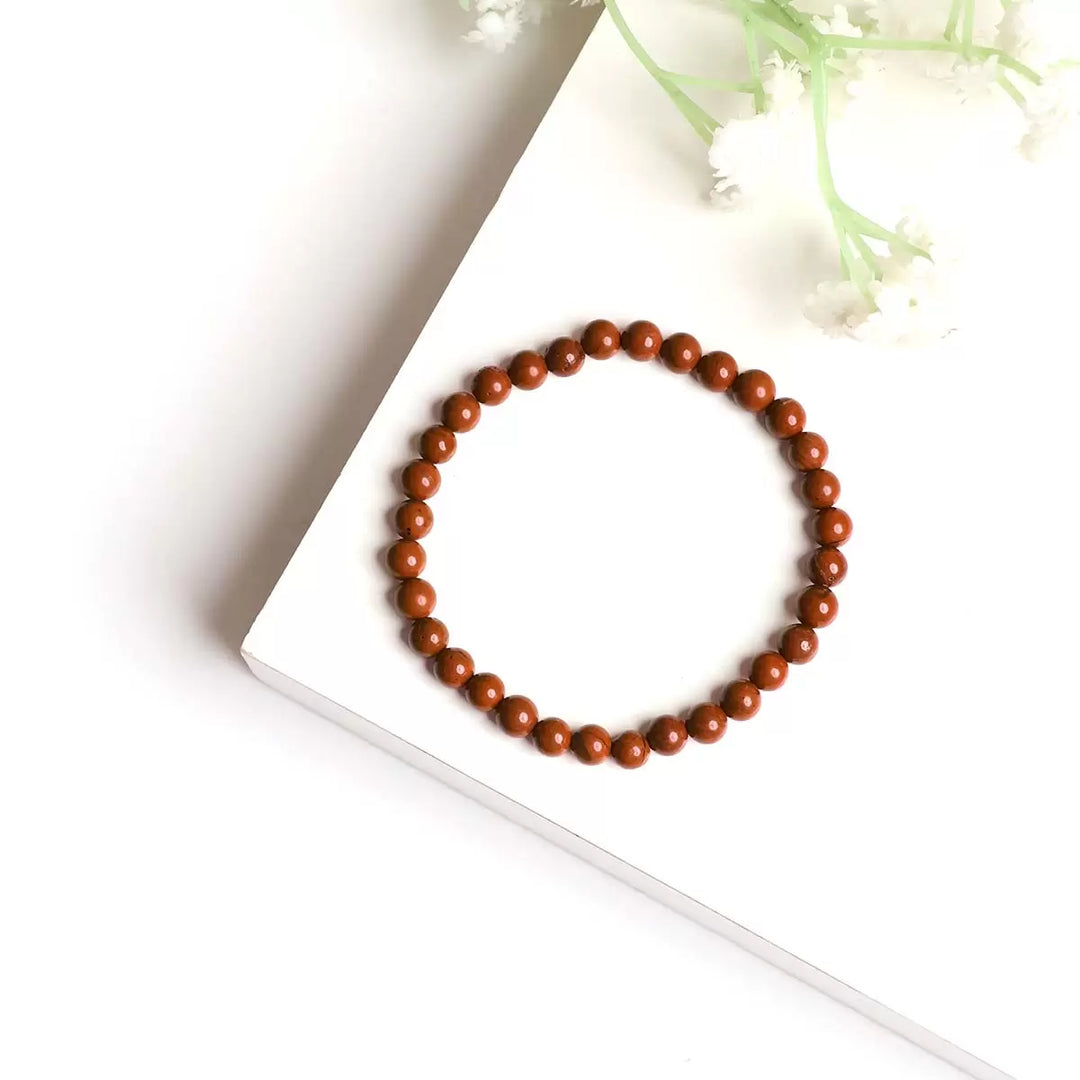 Red Jasper Bracelet In Round Beads