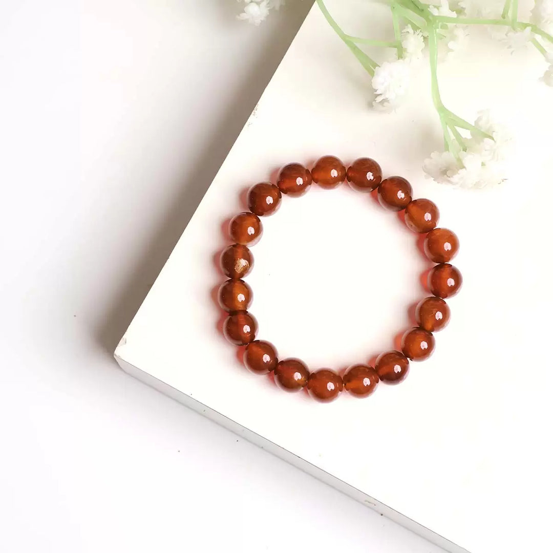 Red Onyx Bracelet In Round Beads