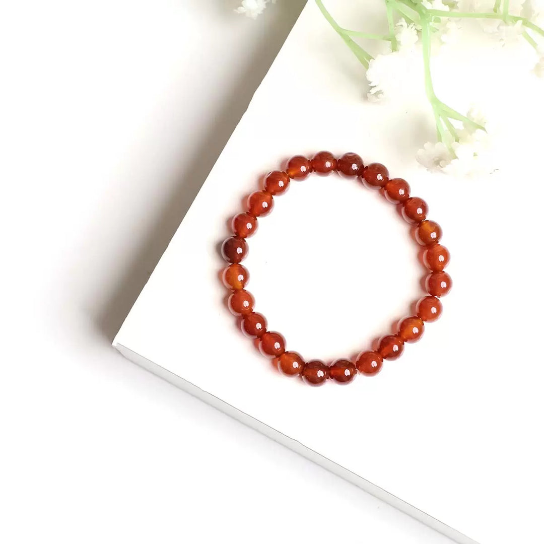 Red Onyx Bracelet In Round Beads