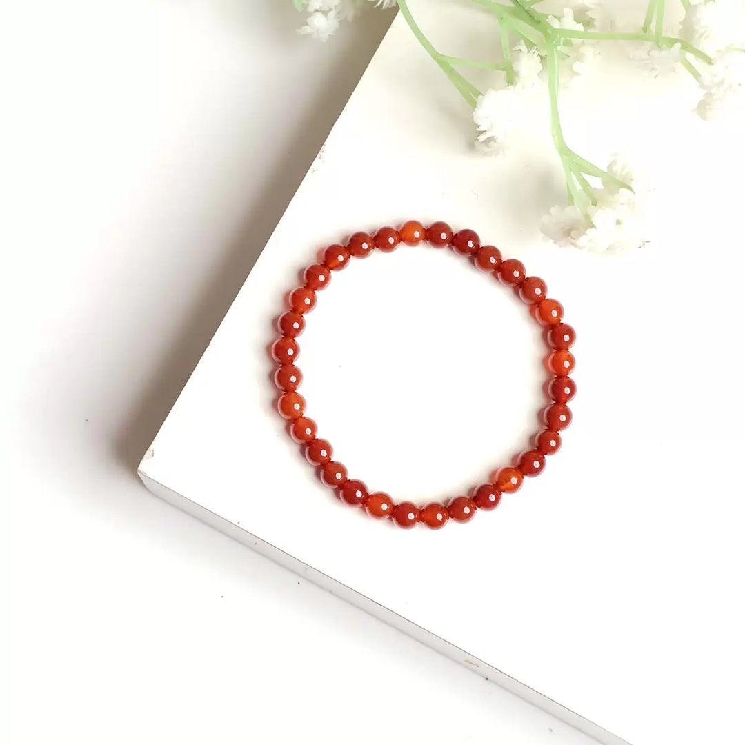 Red Onyx Bracelet In Round Beads