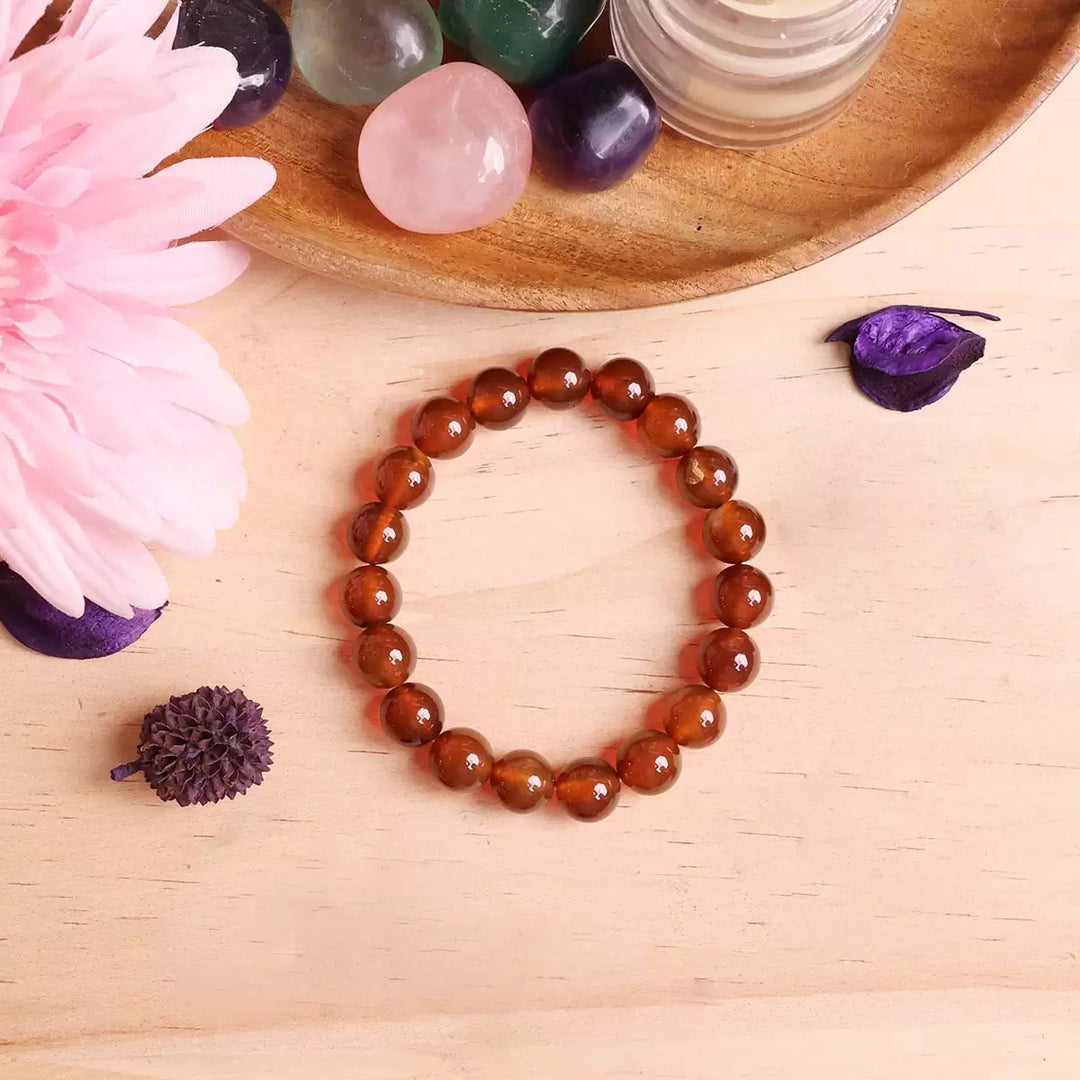 Red Onyx Bracelet In Round Beads