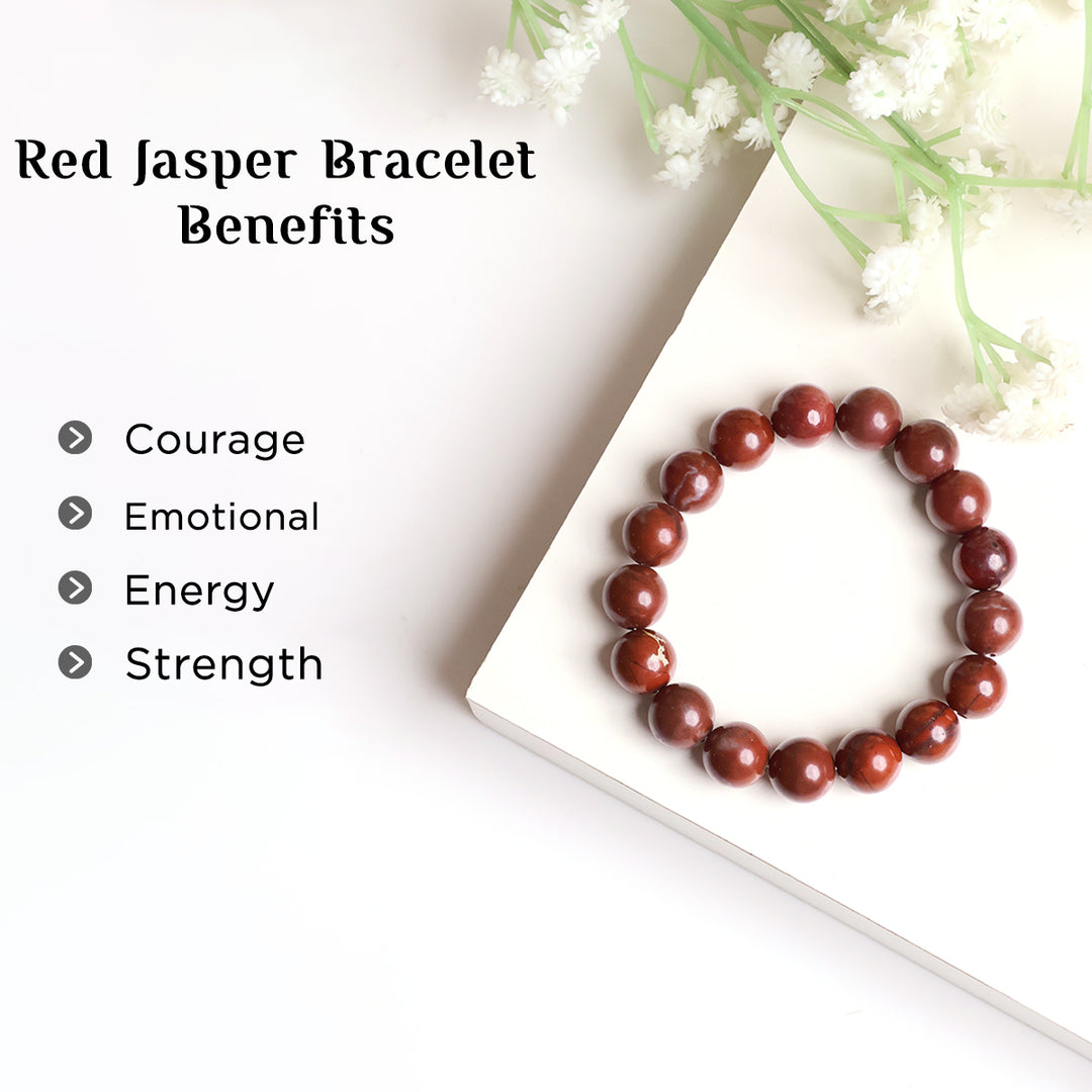 Red Jasper Round Beads Bracelet