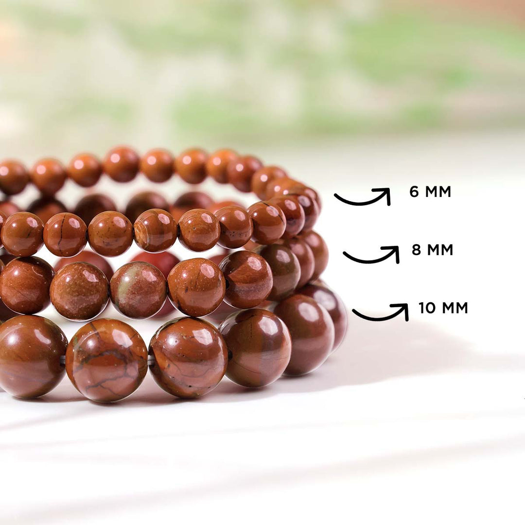 Red Jasper Round Beads Bracelet