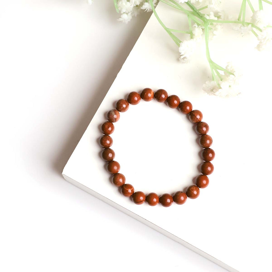 Red Jasper Round Beads Bracelet