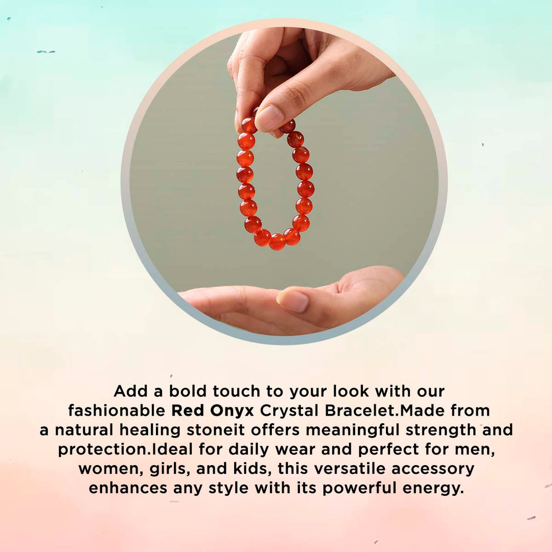 Red Onyx Round Beads Bracelet