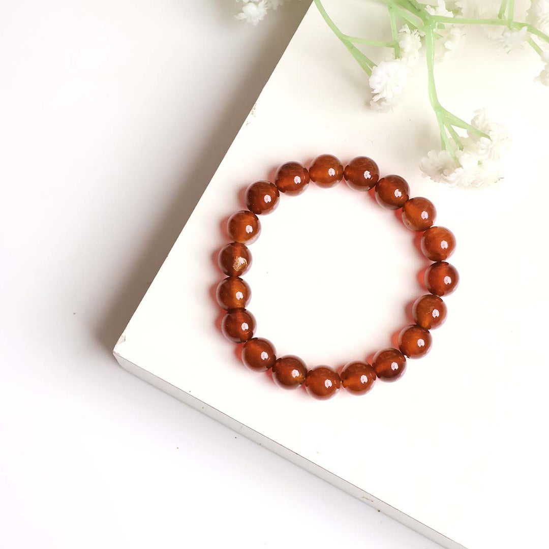 Red Onyx Round Beads Bracelet
