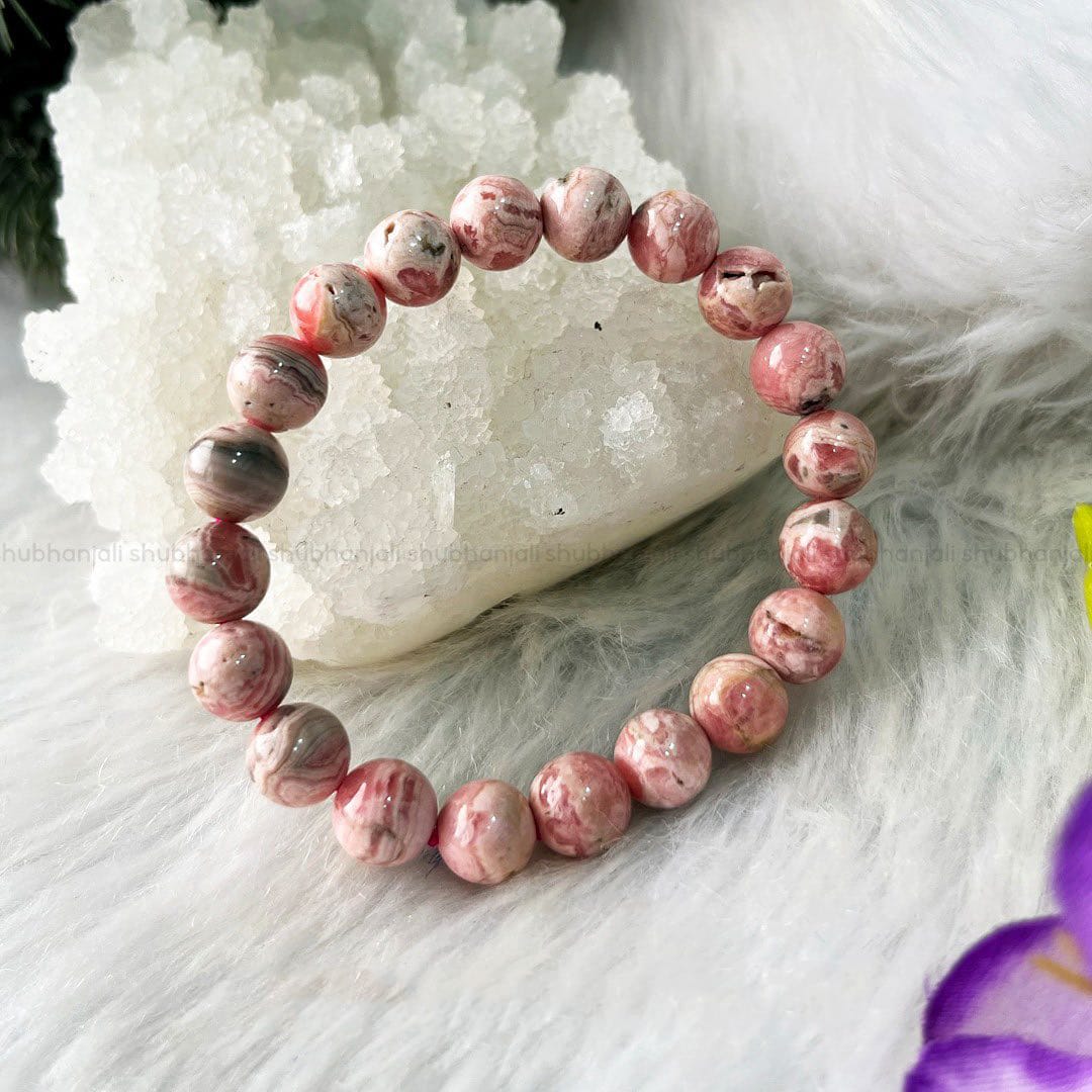 Rhodochrosite Bracelet - 10mm, Crystal for Self, Love, Respect