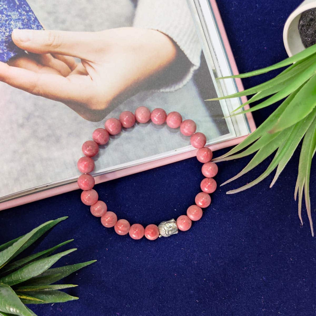 Rhodochrosite Buddha Bracelet