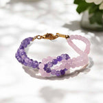 Load image into Gallery viewer, Rose Quartz &amp; Amethyst Faceted Knot Bracelet 4mm
