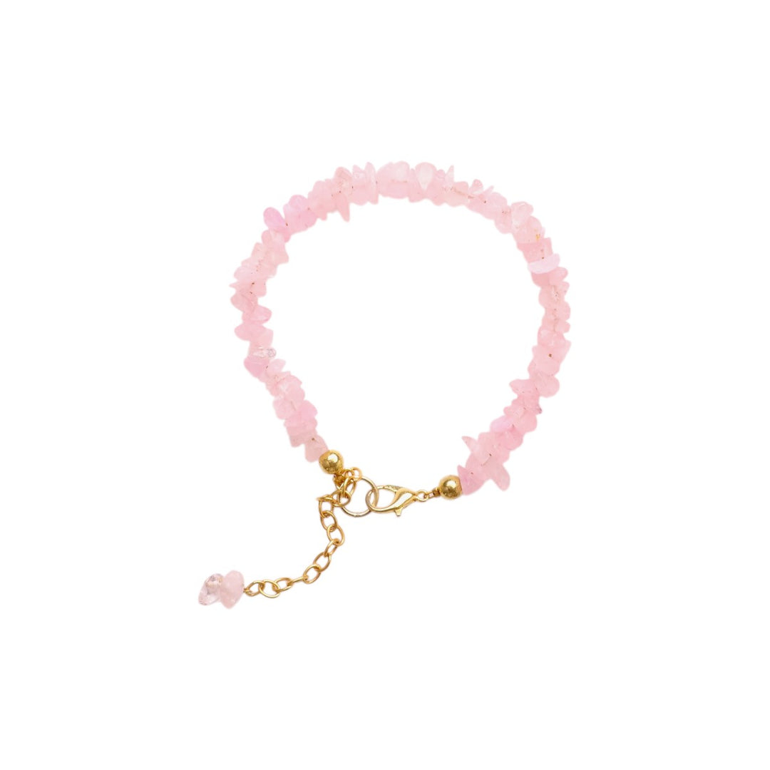Rose Quartz Chips Chain Bracelet