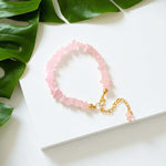 Load image into Gallery viewer, Rose Quartz Chips Chain Bracelet

