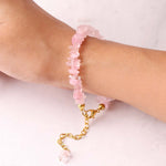 Load image into Gallery viewer, Rose Quartz Chips Chain Bracelet
