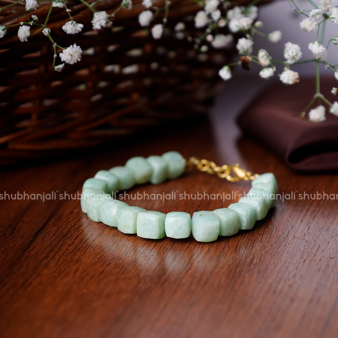 Amazonite Cube Beads Bracelet