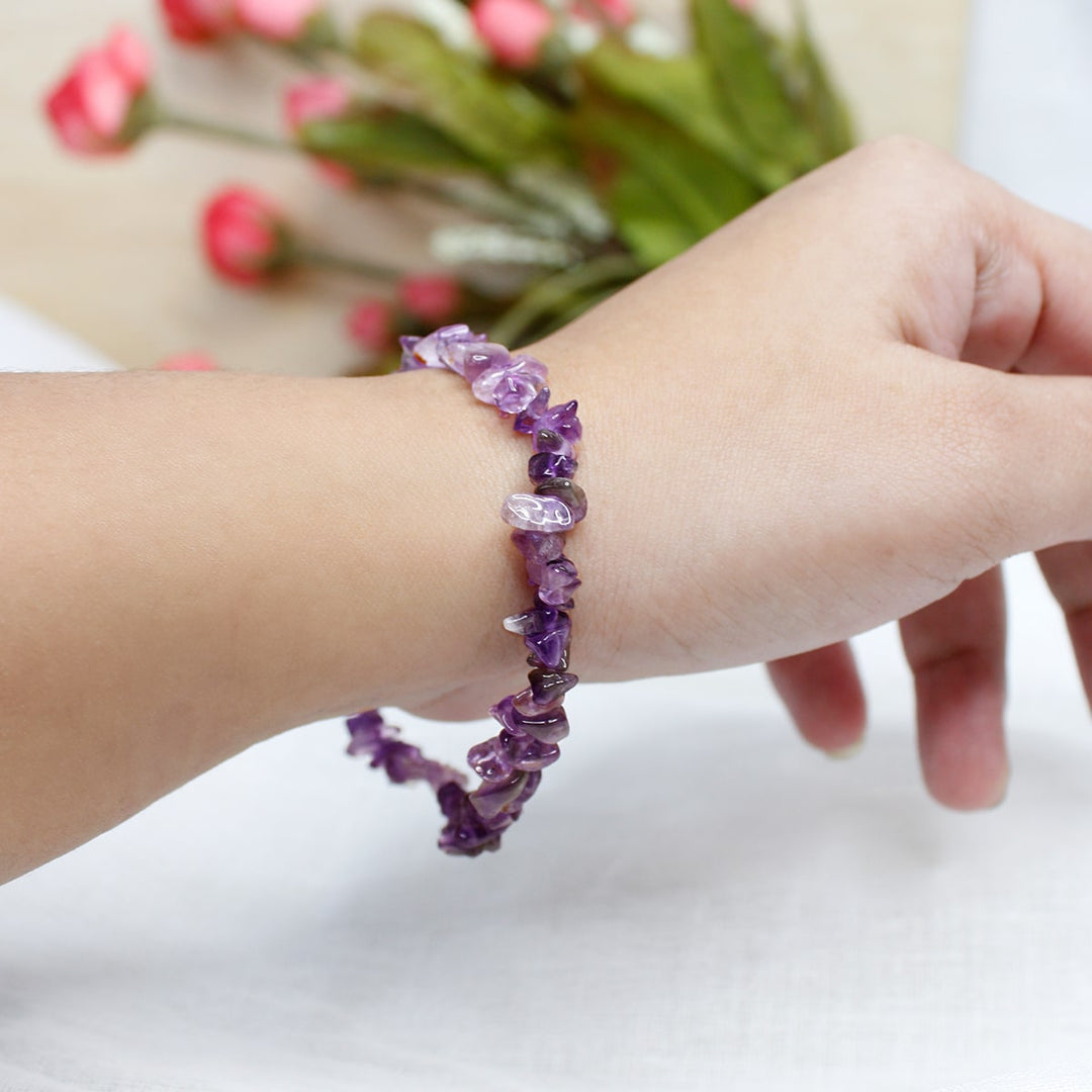 Amethyst Chips Elastic Bracelet