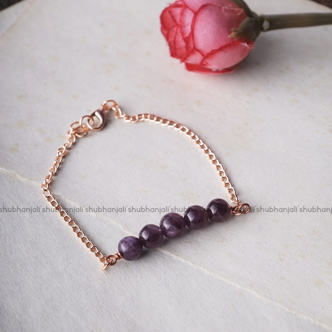 Amethyst Five Beads Bracelet