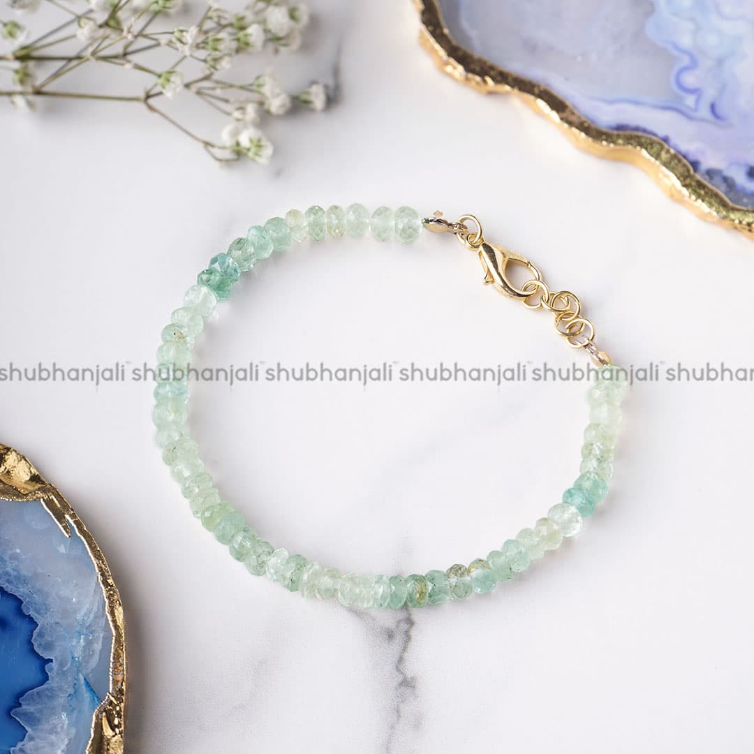 Aquamarine Faceted Bati Beads Bracelet