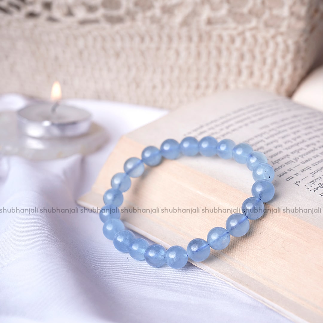 Premium Aquamarine Round 8mm Bracelet