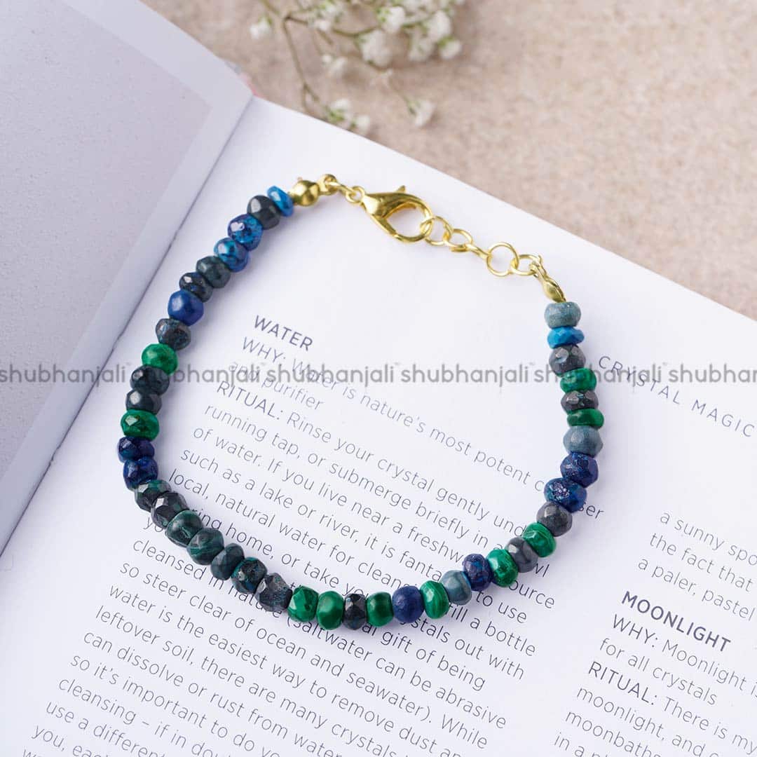 Azurite (Blueberry) Faceted Bati Beads Bracelet