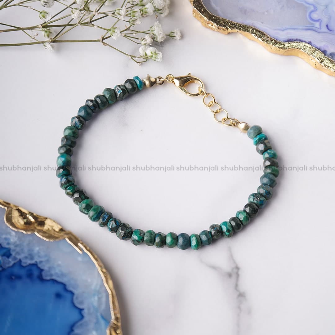 Azurite (Blueberry) Faceted Bati Beads Bracelet