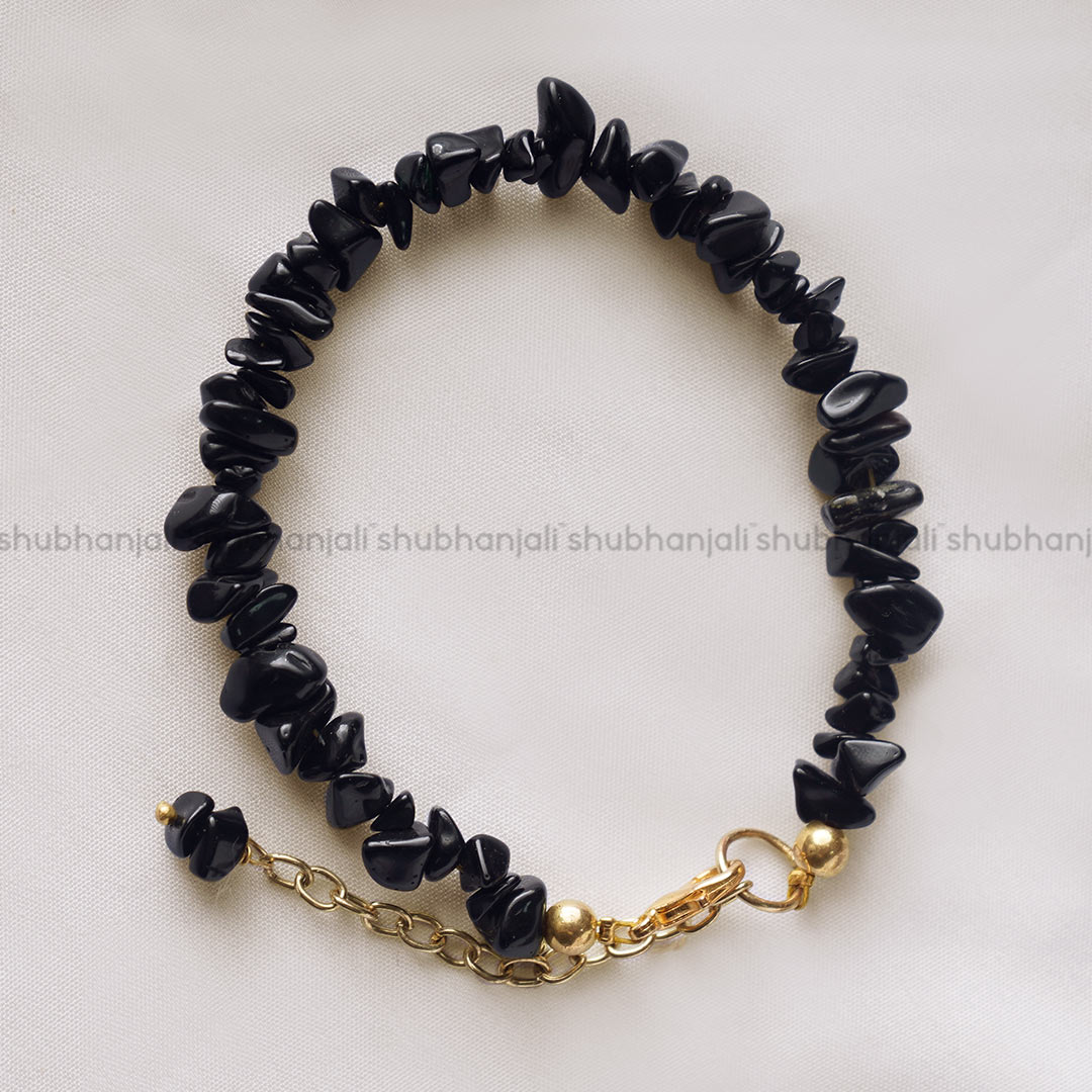 Black Agate Chips Chain Bracelet