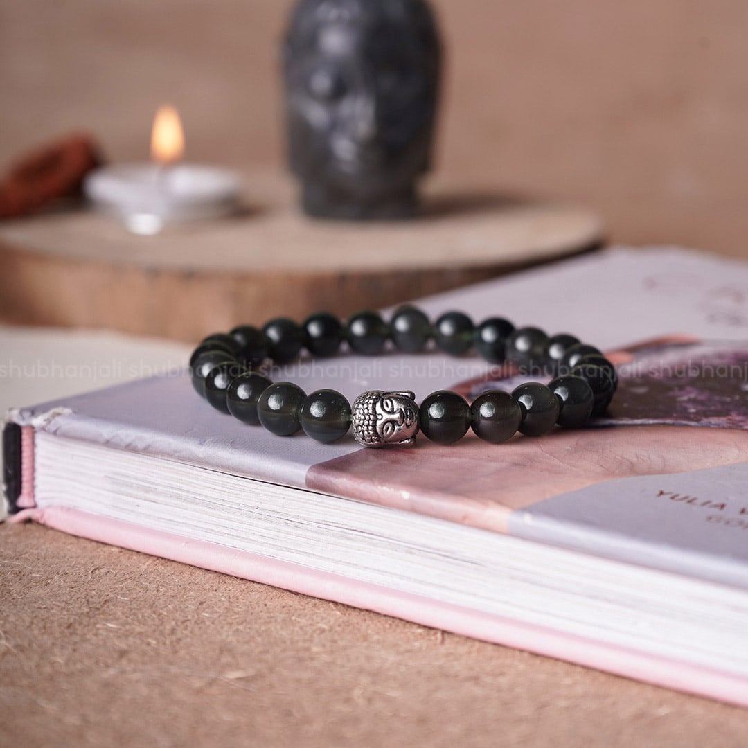 Black Obsidian Buddha Bracelet