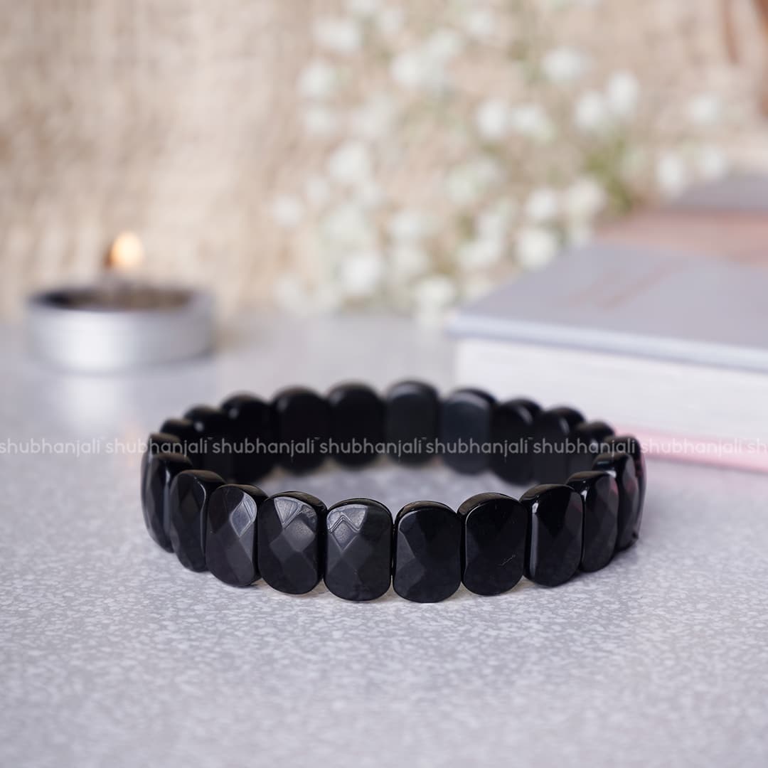 Black Obsidian Oval Faceted Bracelet