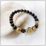 Load image into Gallery viewer, Black Onyx Om Mani Pixiu Dragon Bracelet 8mm
