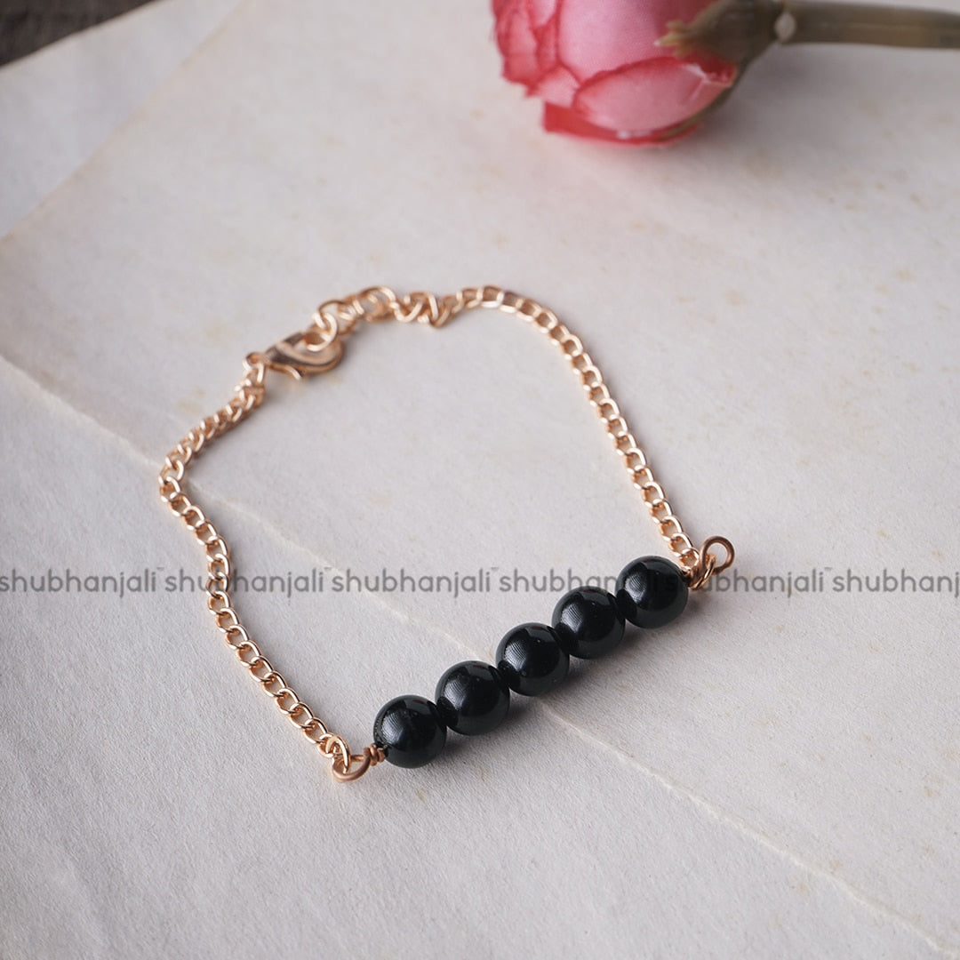 Black Tourmaline Five Beads Bracelet