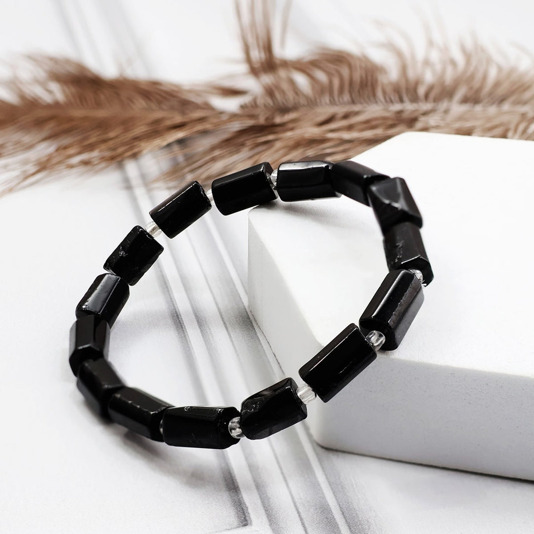 Black Tourmaline Rectangle Beads Bracelet