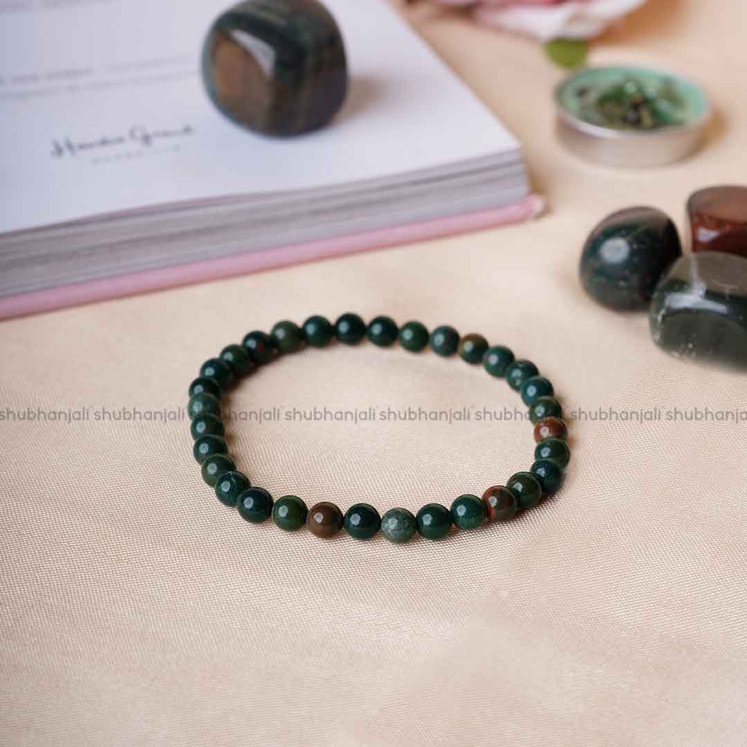 Bloodstone Round Beads Bracelet