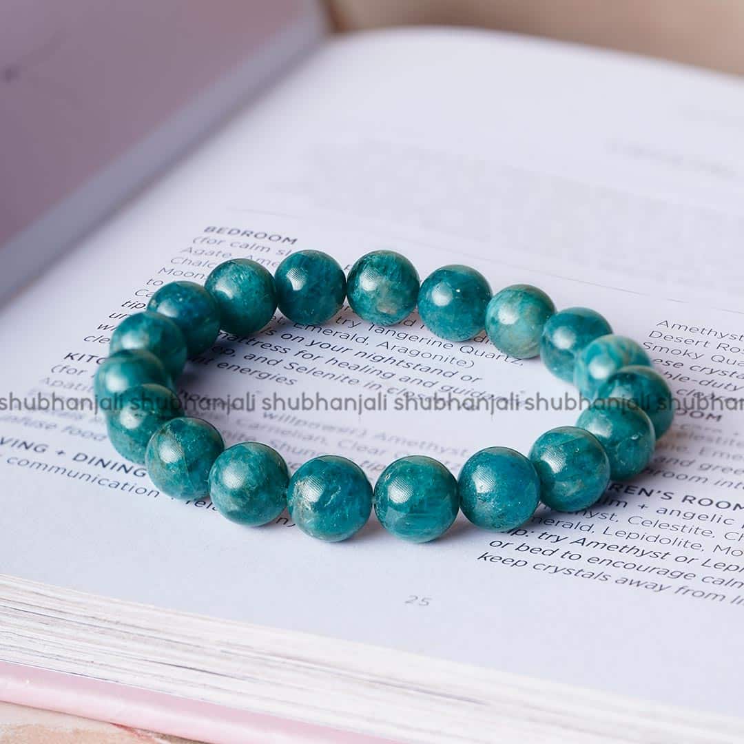 Blue Apatite Stone Elastic Beads Bracelet Use For Positivist, Strength