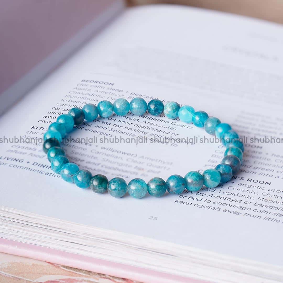 Blue Apatite Stone Elastic Beads Bracelet Use For Positivist, Strength
