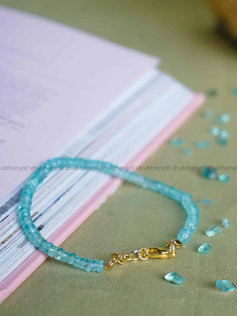 Blue Apatite Faceted Bati Beads Bracelet 4mm