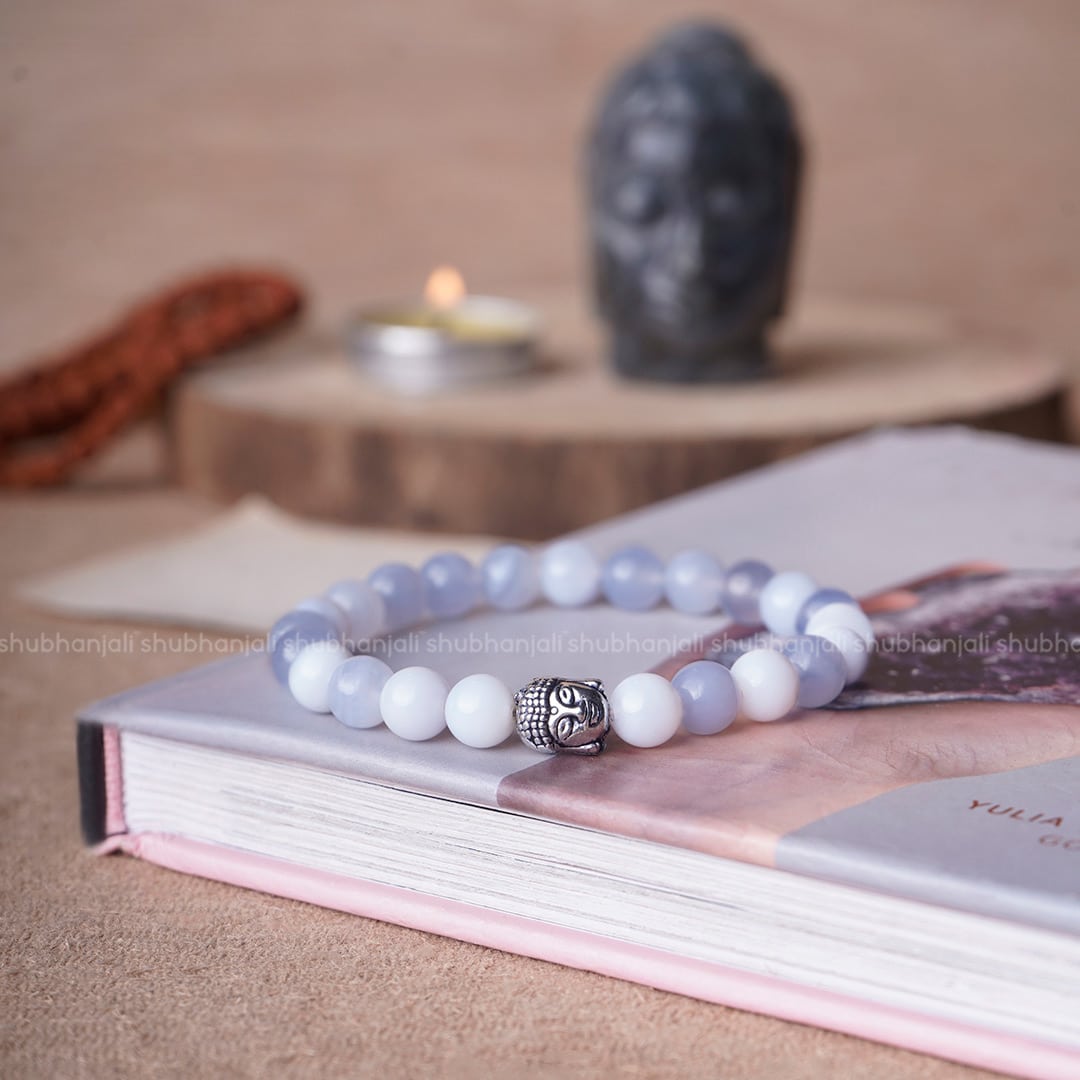 Blue Lace Agate Buddha Bracelet