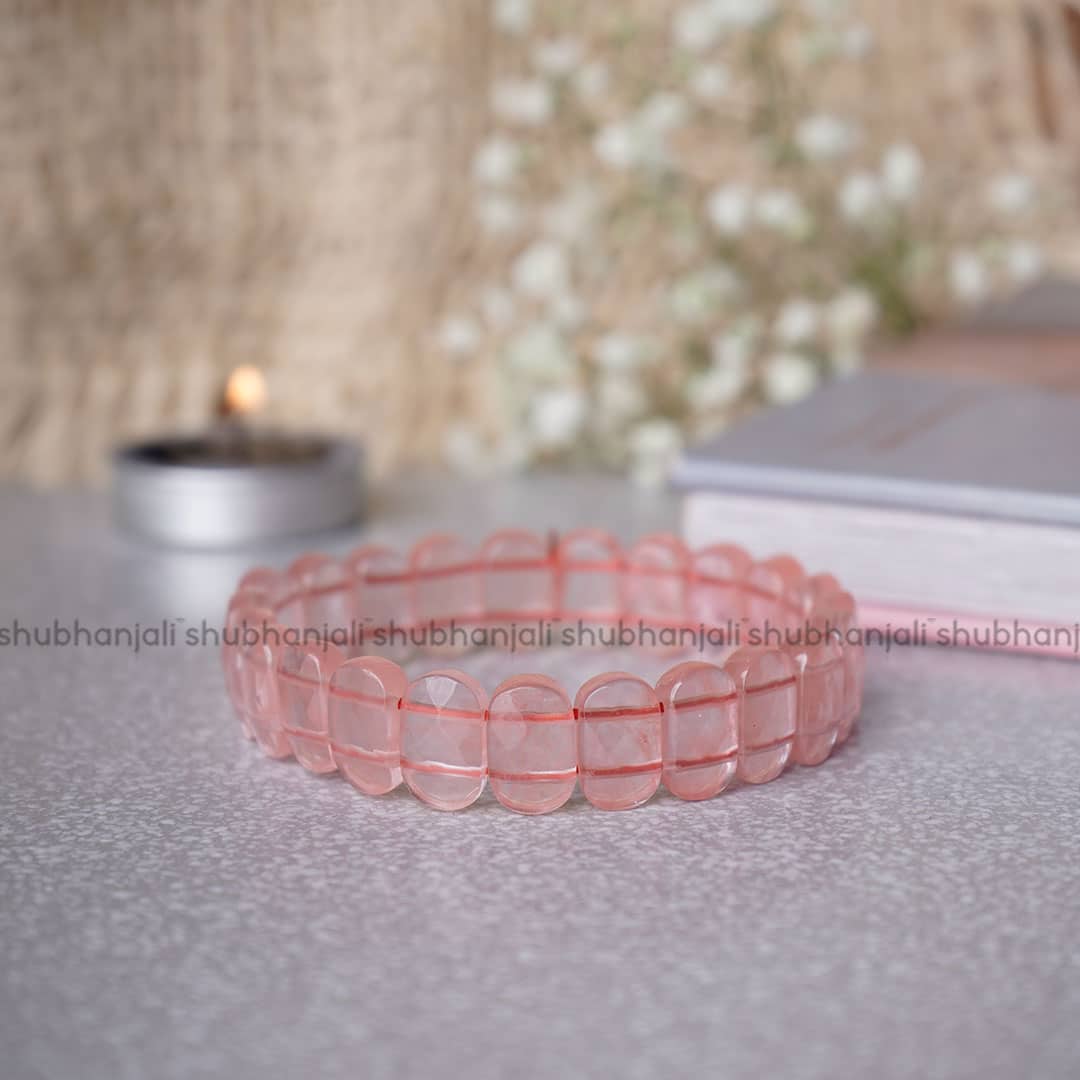 Cherry Quartz Oval Faceted Bracelet