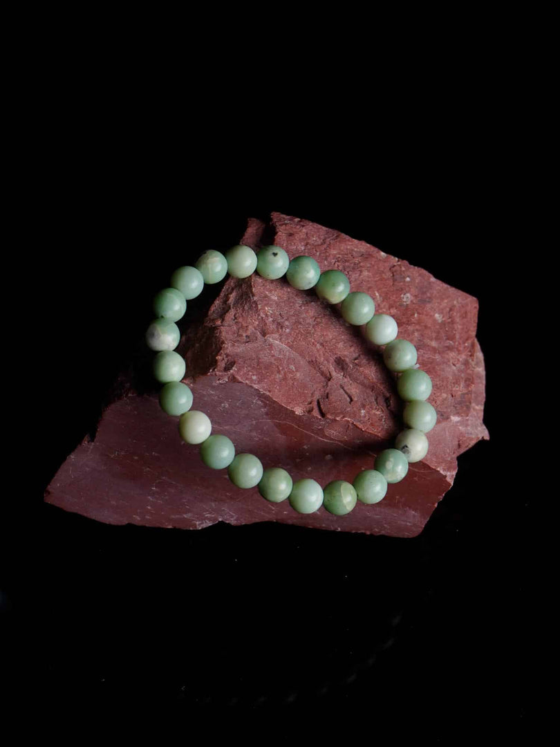 Chrysoprase Round Stone 8 MM 24 Beads Elastic Bracelet