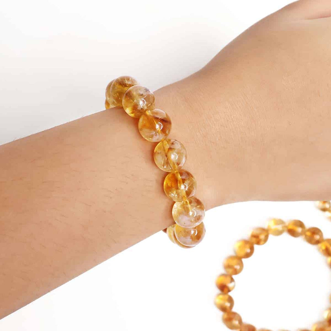 Citrine Bracelet In Round Beads ( Dark )
