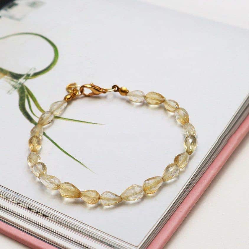 Citrine Drop Bead Faceted Bracelet