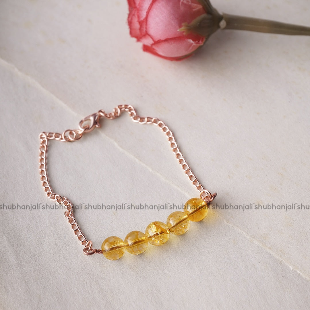 Citrine Five Beads Bracelet