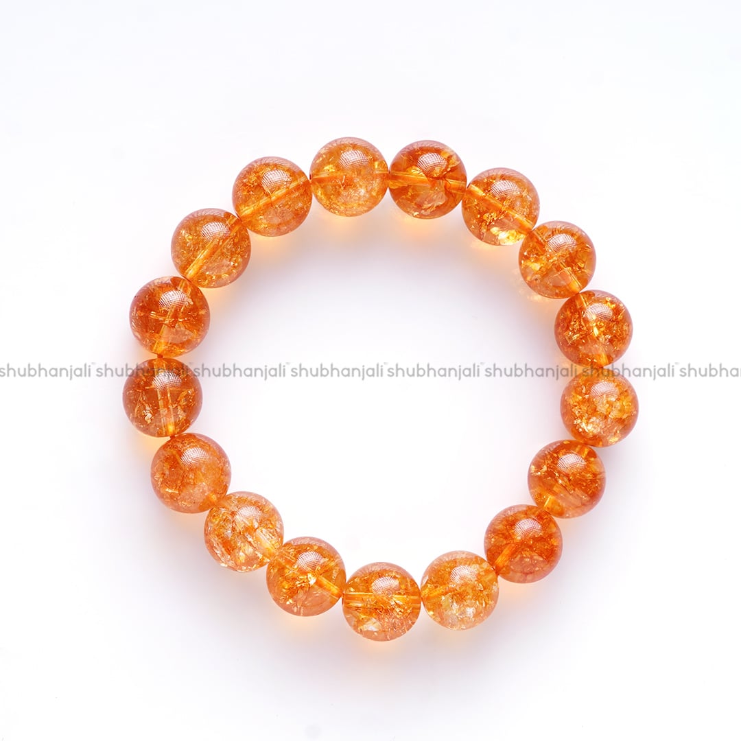 Citrine Heated Beads Bracelet, 12mm Beads