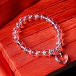 Load image into Gallery viewer, Clear Quartz Bracelet With Mini Heart Charm (8MM)

