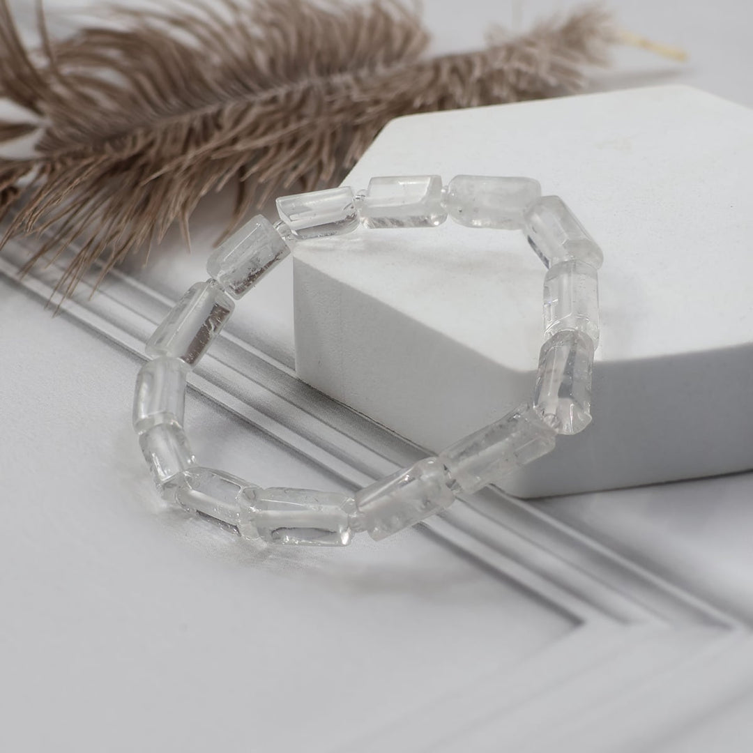 Clear Quartz Rectangle Beads Bracelet