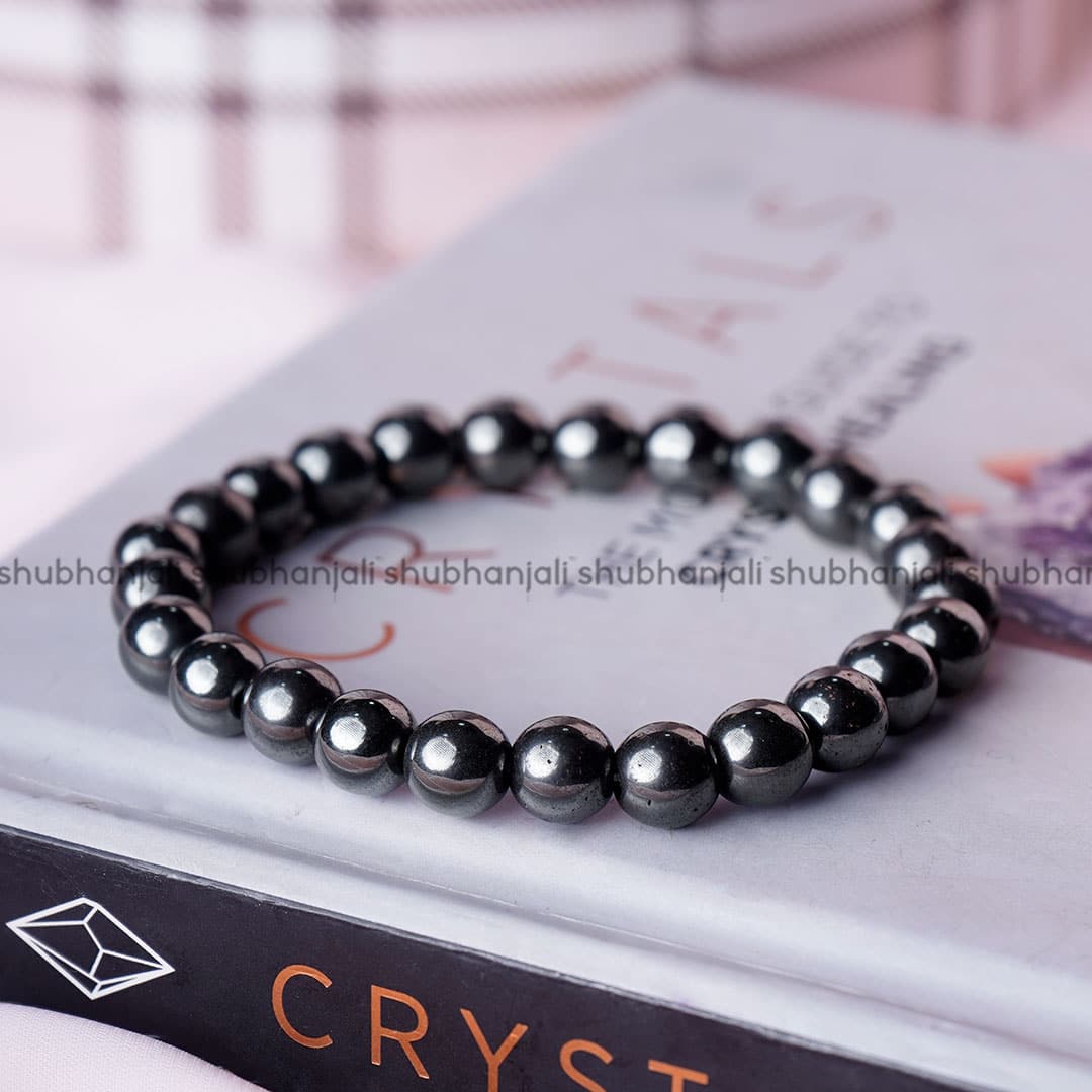 Elite Shungite Round Stone Elastic Beads Bracelet