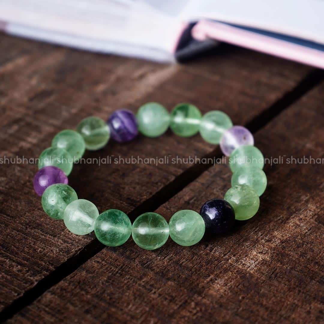 Fluorite Round Beads Bracelet