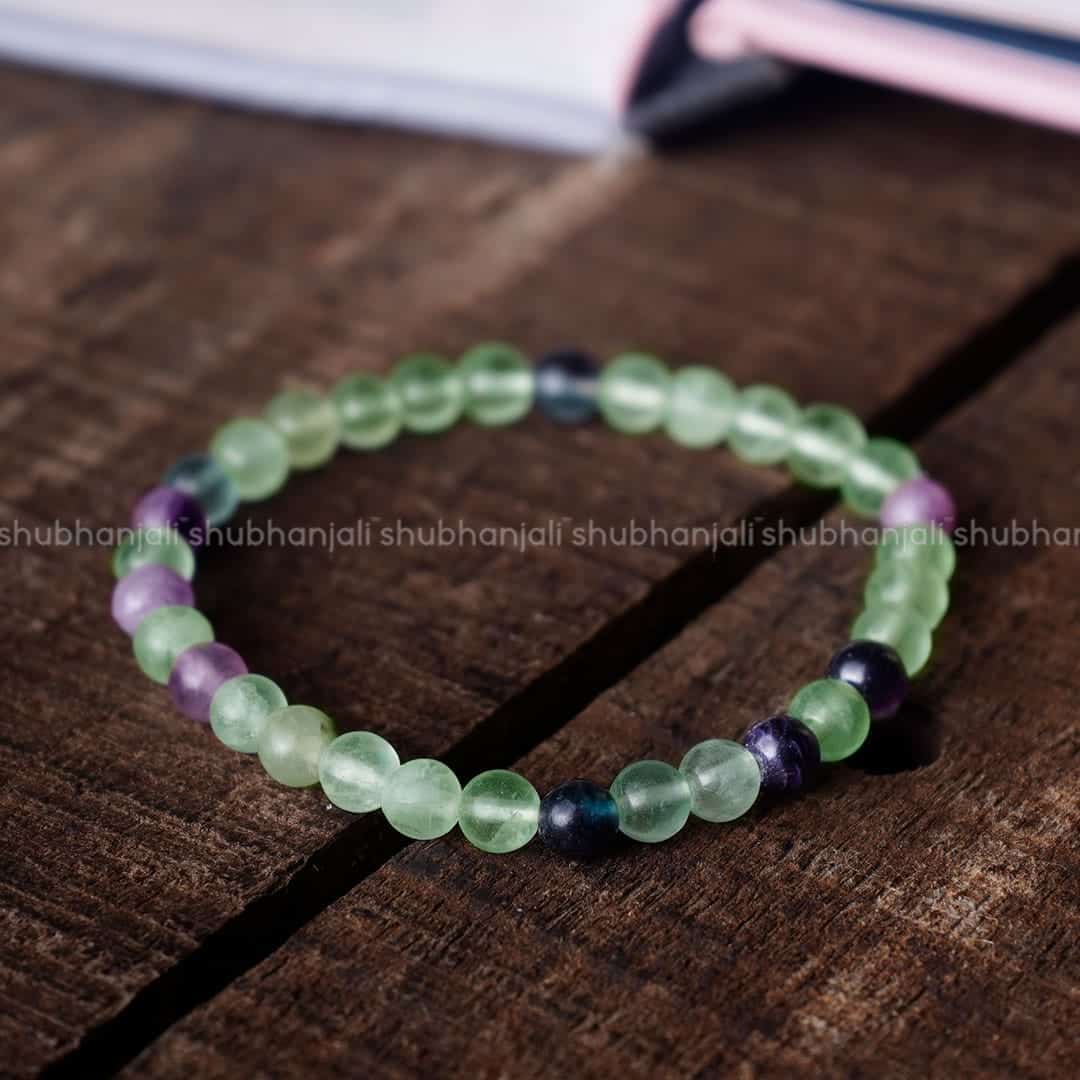 Fluorite Round Beads Bracelet