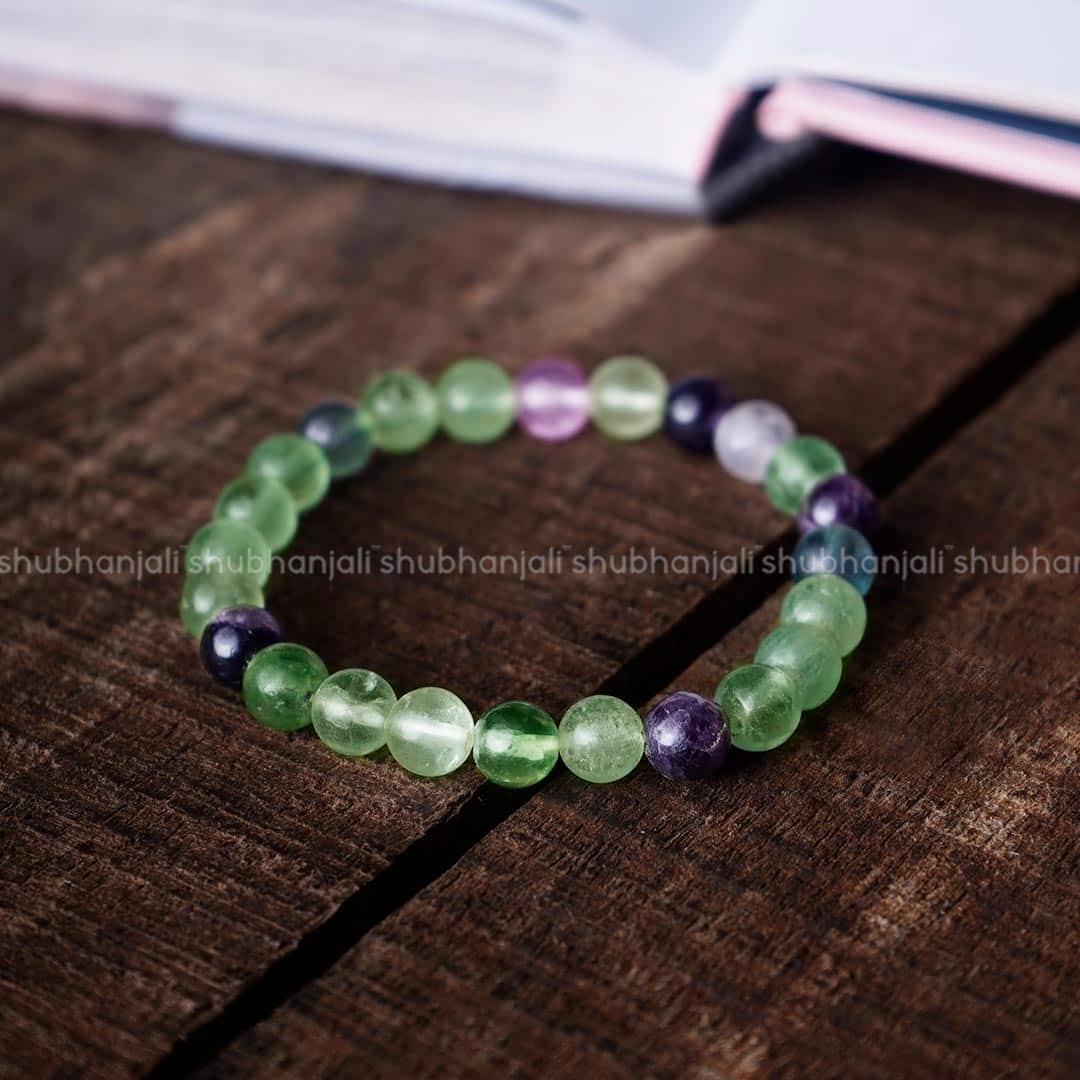 Fluorite Round Beads Bracelet