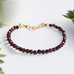 Load image into Gallery viewer, Garnet Bracelet In 4mm Beads Faceted
